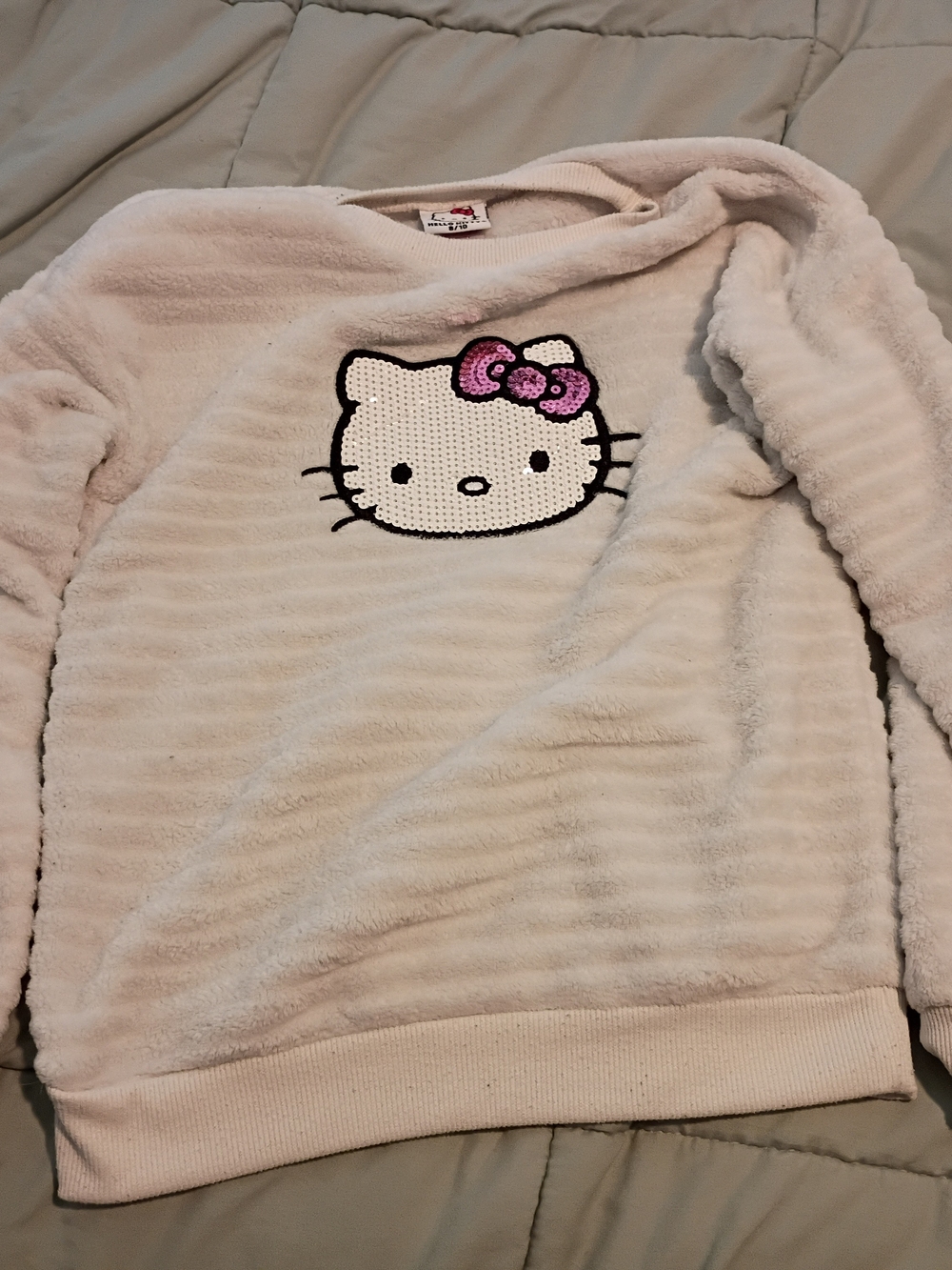 Cozy Ribbed Crewneck Sweater - Light Pink - Hello Kitty